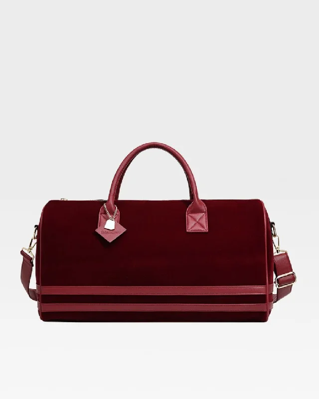 Velour Duffle in Burgundy